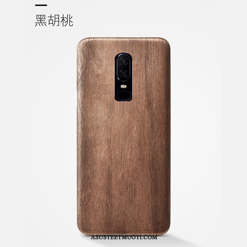 Oneplus 6 Kuoret Pesty Suede Kuori Kotelo Puu Suojaus