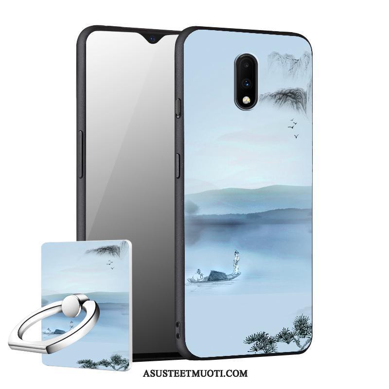 Oneplus 7 Kuori Kuoret Puhelimen Suojaus Kotelo Sininen Pesty Suede