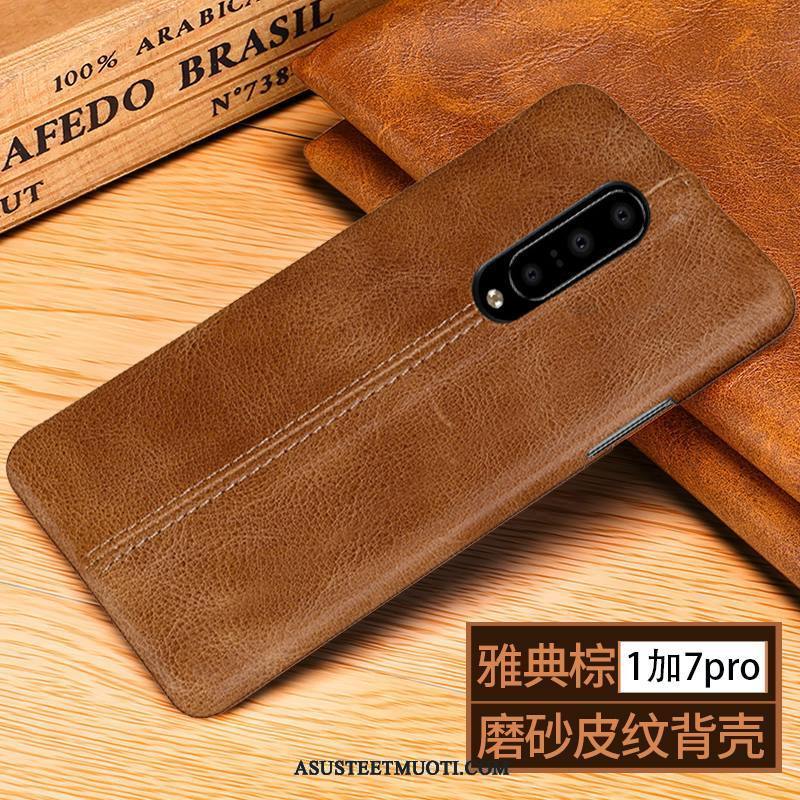 Oneplus 7 Pro Kuori Kuoret Pesty Suede Kotelo Puhelimen Aito Nahka