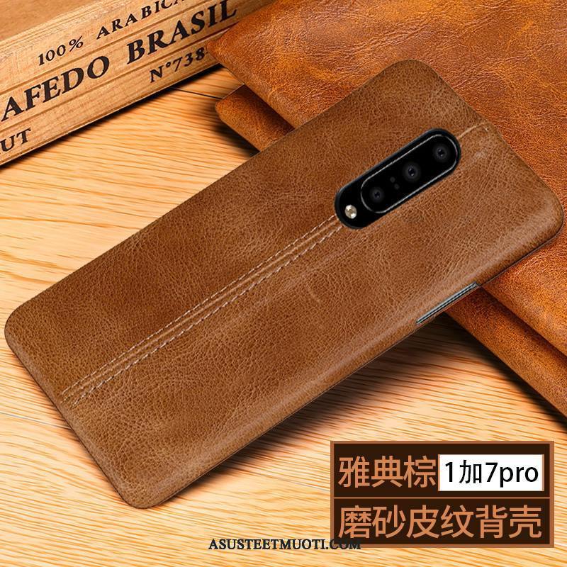 Oneplus 7 Pro Kuori Kuoret Pesty Suede Kotelo Puhelimen Aito Nahka