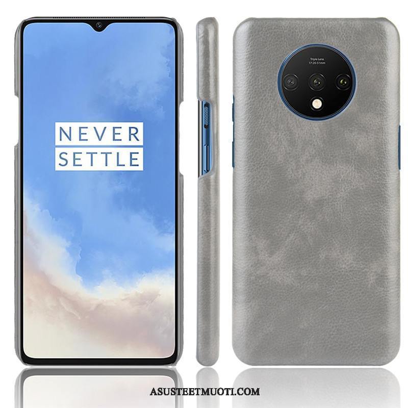 Oneplus 7t Kuori Kuoret Punainen Kukkakuvio Nahka Litsi