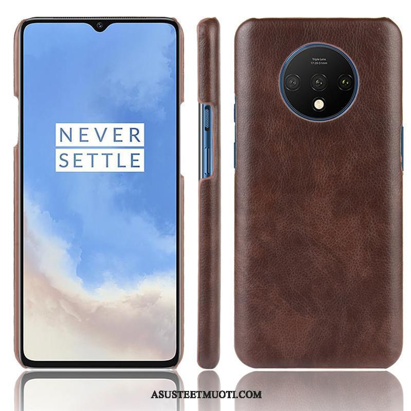 Oneplus 7t Kuori Kuoret Punainen Kukkakuvio Nahka Litsi