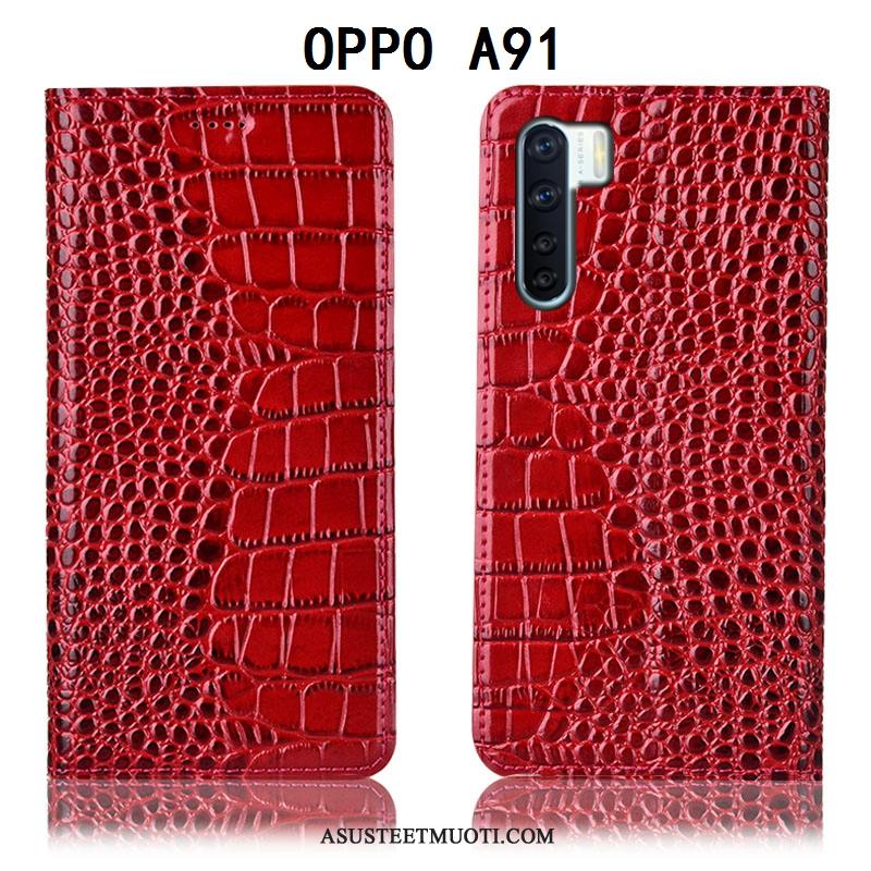 Oppo A91 Kuoret All Inclusive Nahkakotelo Kuori Murtumaton Puhelimen