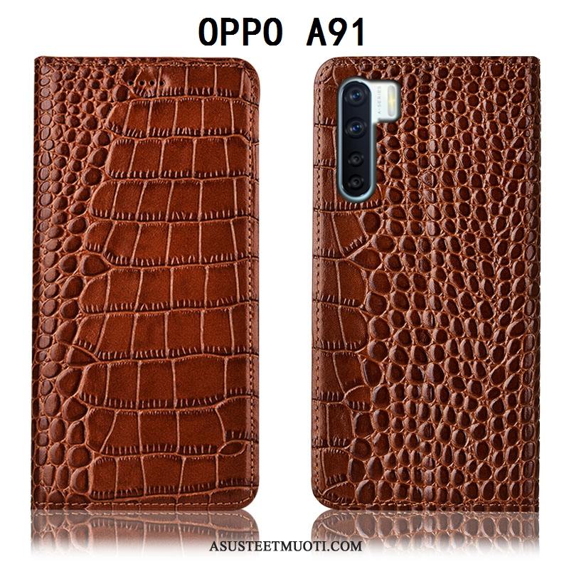 Oppo A91 Kuoret All Inclusive Nahkakotelo Kuori Murtumaton Puhelimen