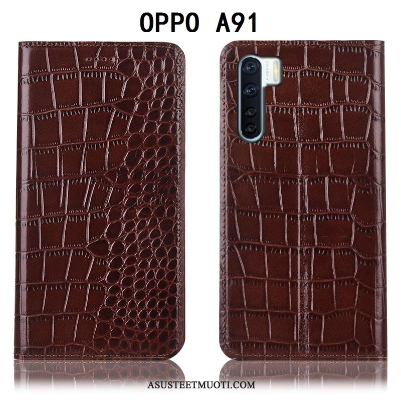 Oppo A91 Kuoret All Inclusive Nahkakotelo Kuori Murtumaton Puhelimen