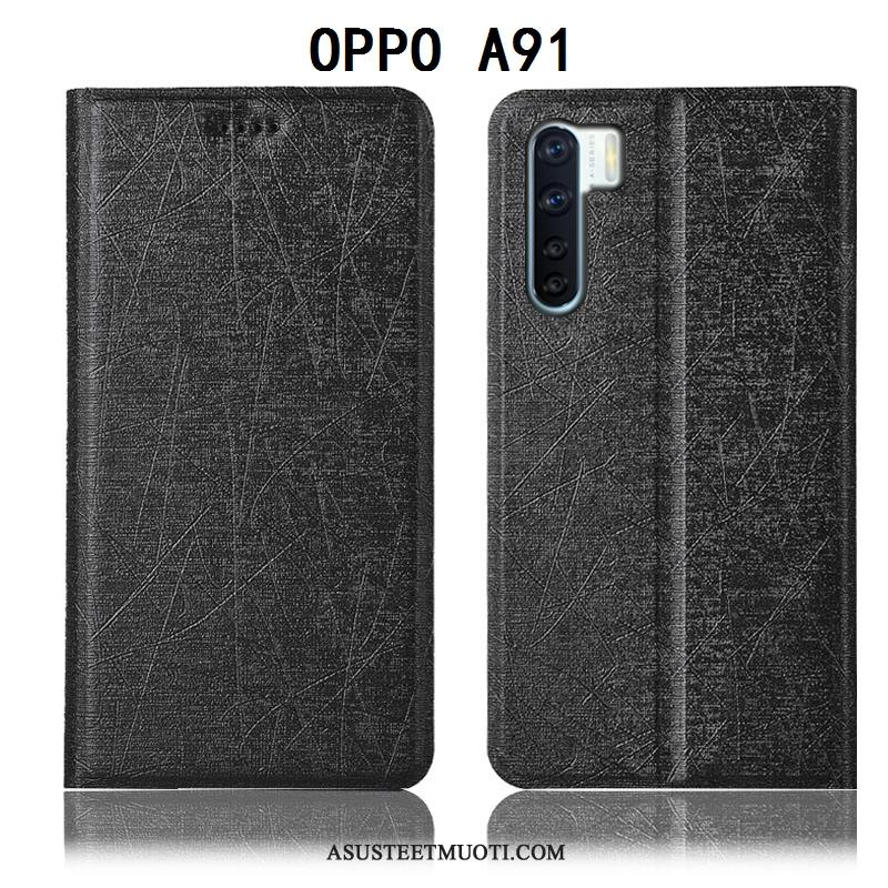 Oppo A91 Kuoret Kotelo Musta Johdin Murtumaton Kuori