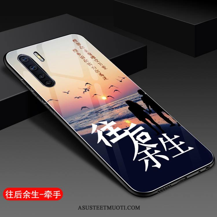Oppo A91 Kuoret Puhelimen Suojaus Musta Kotelo Lasi