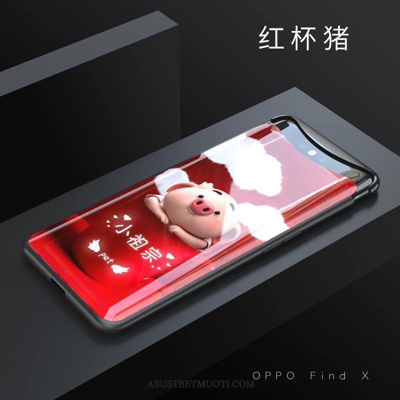 Oppo Find X Kuoret Suojaus Punainen Lasi Kuori Kotelo