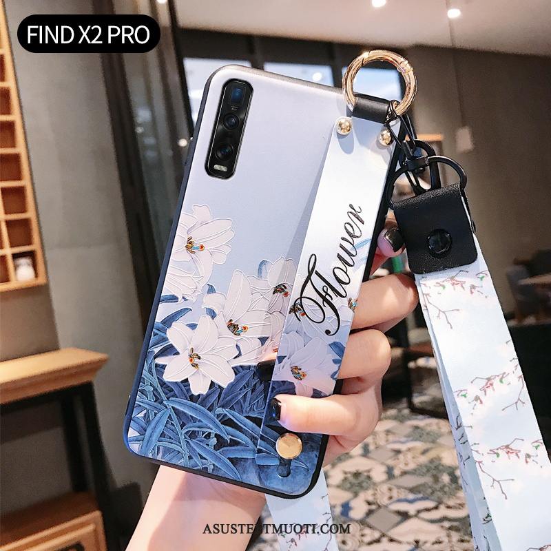 Oppo Find X2 Pro Kuori Kuoret All Inclusive Silikoni Sininen Puhelimen