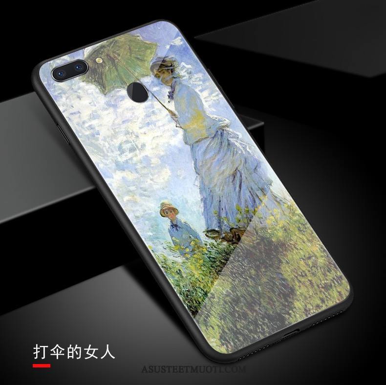 Oppo R15 Pro Kuori Kuoret Öljyvärimaalaus Korkea Lasi Vihreä Taide