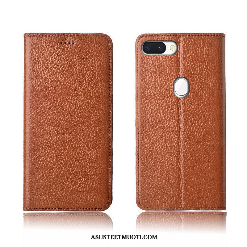 Oppo R17 Kuoret Puhelimen Aito Nahka Murtumaton Kuori Nahkakotelo