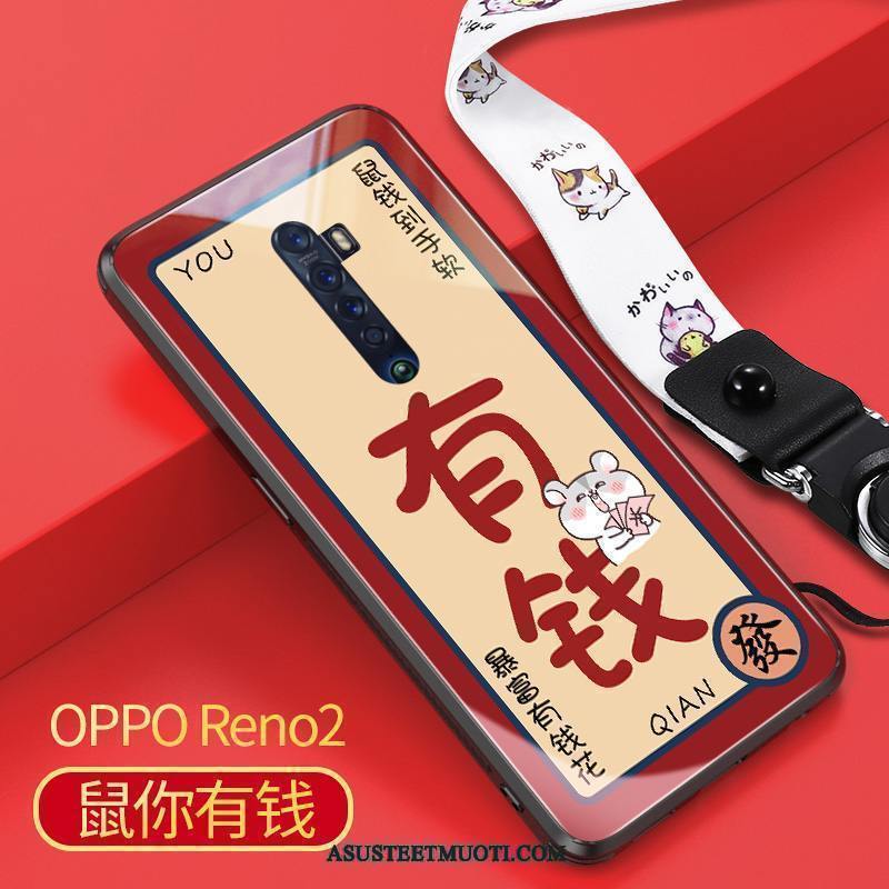 Oppo Reno 2 Kuoret Kotelo Punainen Näytönsuojus All Inclusive Lasi