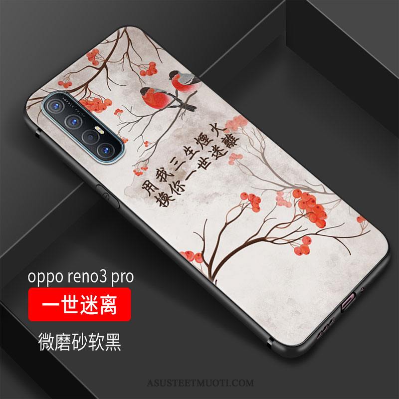 Oppo Reno 3 Pro Kuori Kuoret Pesty Suede Murtumaton Kiinalainen Tyyli Ripustettavat Koristeet Pehmeä Neste