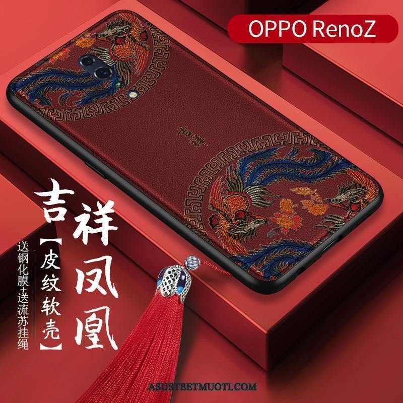 Oppo Reno Z Kuoret Kuori Trendi Kukkakuvio All Inclusive Punainen