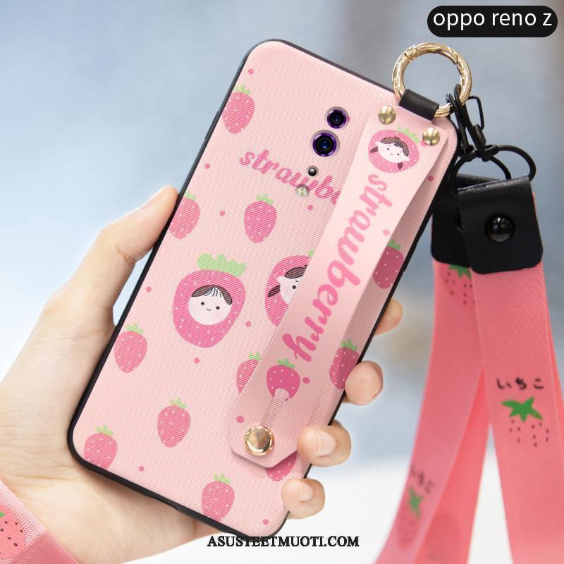 Oppo Reno Z Kuori Kuoret Pesty Suede Trendi Silikoni Kotelo Punainen