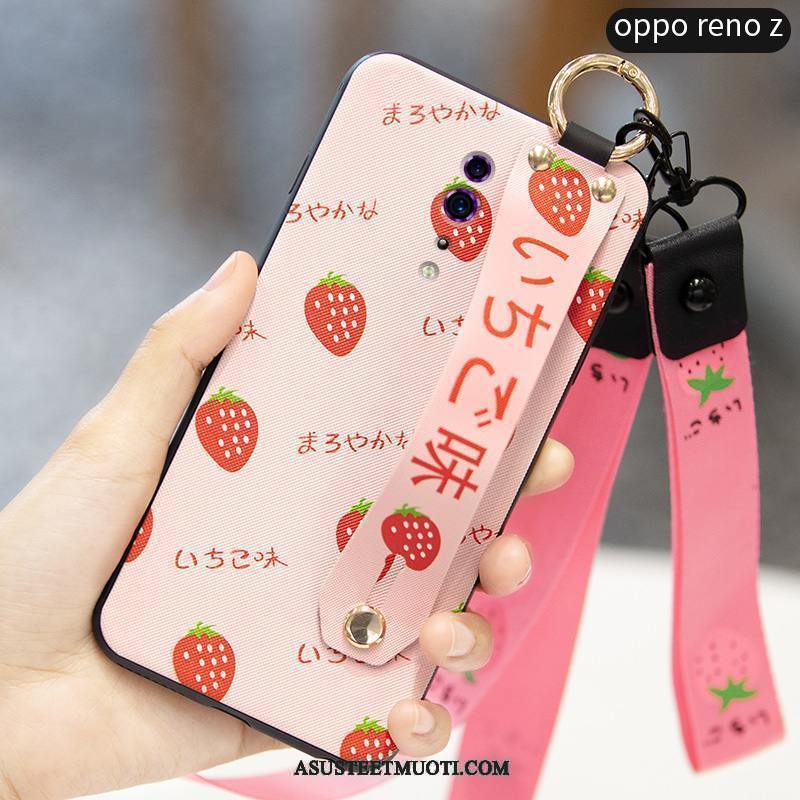 Oppo Reno Z Kuori Kuoret Pesty Suede Trendi Silikoni Kotelo Punainen