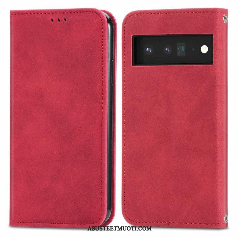 Puhelinkuoret Google Pixel 6 Kotelot Flip Vintage Skin Touch Design