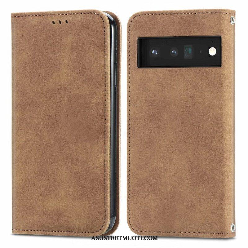 Puhelinkuoret Google Pixel 6 Kotelot Flip Vintage Skin Touch Design