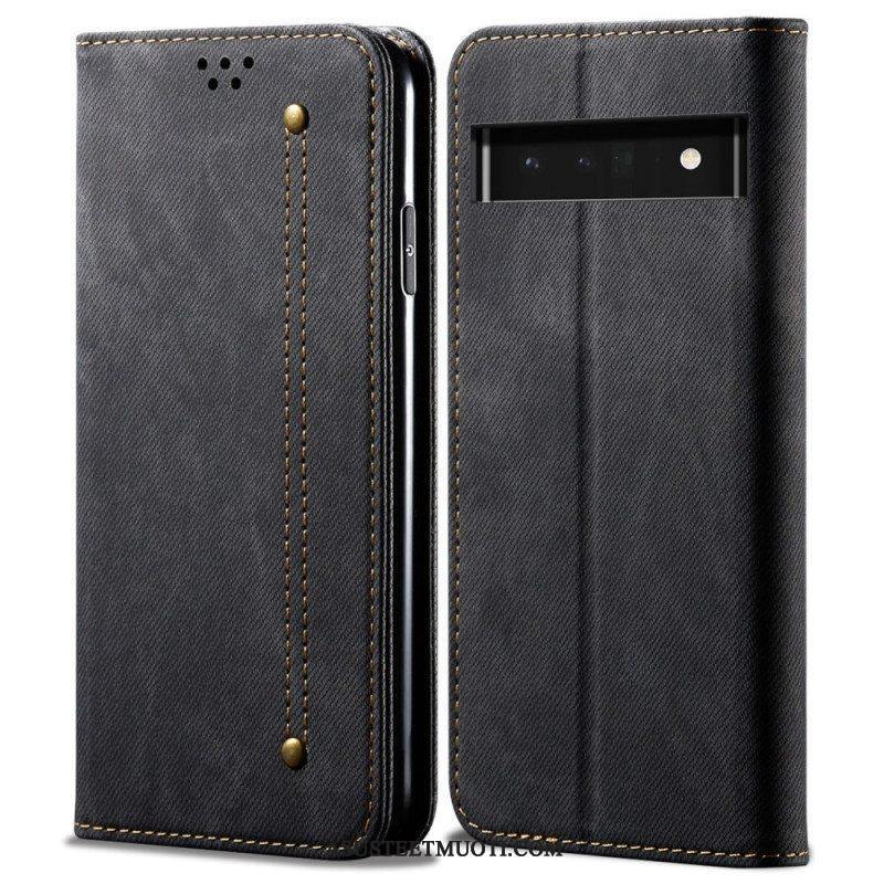 Puhelinkuoret Google Pixel 6 Pro Kotelot Flip Denim Kangas