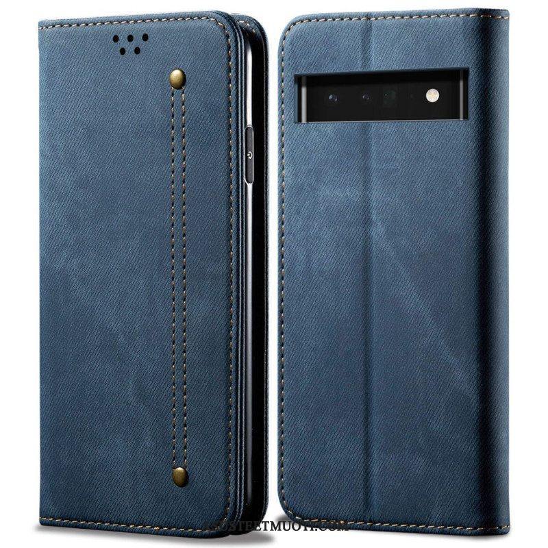 Puhelinkuoret Google Pixel 6 Pro Kotelot Flip Denim Kangas