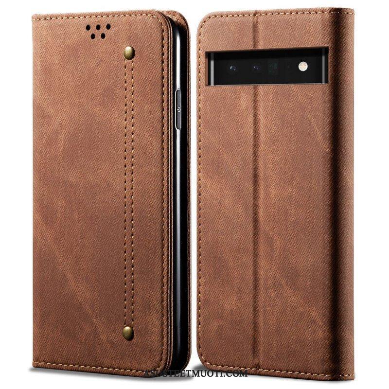 Puhelinkuoret Google Pixel 6 Pro Kotelot Flip Denim Kangas