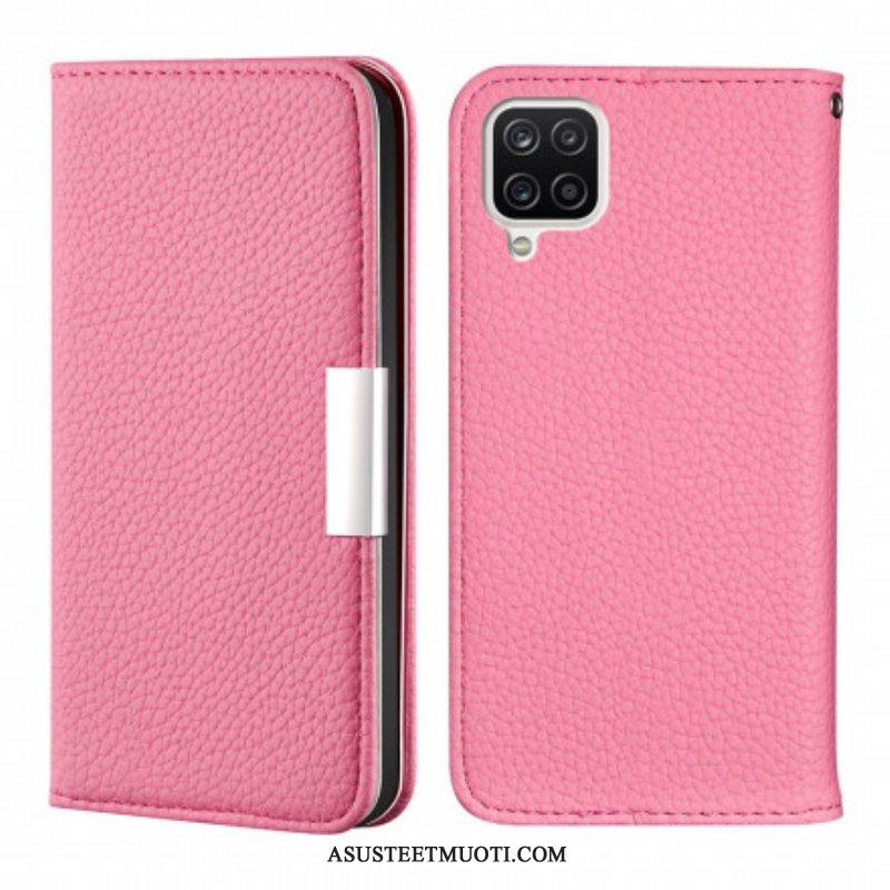 Puhelinkuoret Samsung Galaxy M12 / A12 Kotelot Flip Keinonahka Litchi Ultra Chic