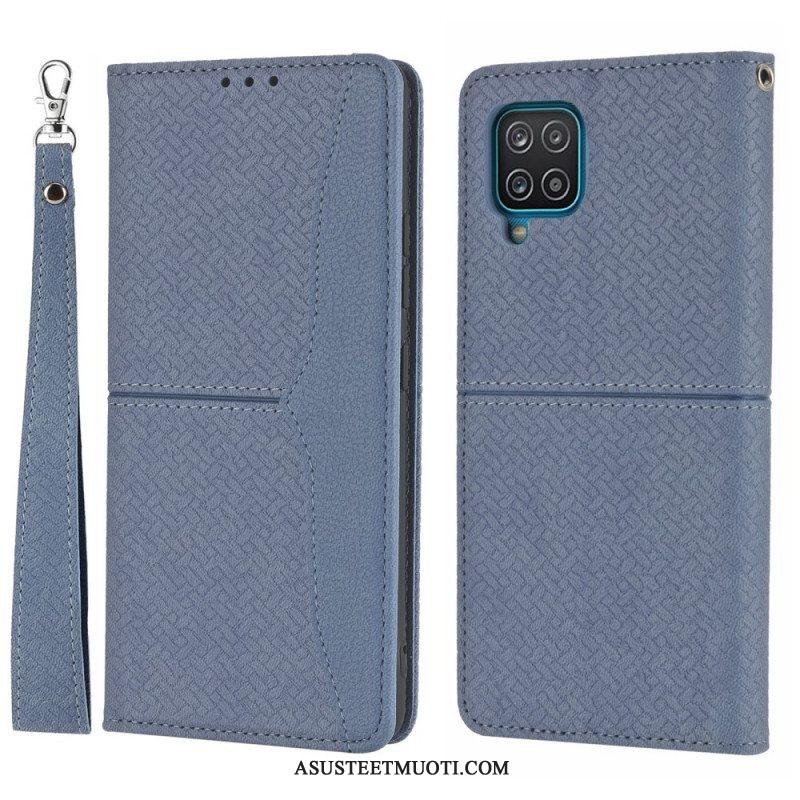 Puhelinkuoret Samsung Galaxy M12 / A12 Suojaketju Kuori Kotelot Flip Strappy Woven Leather Style