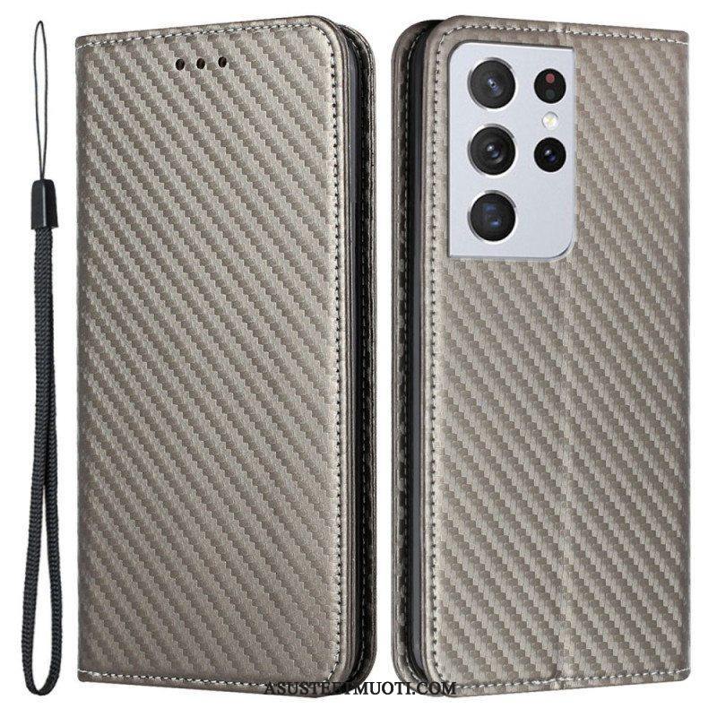 Puhelinkuoret Samsung Galaxy S21 Ultra 5G Suojaketju Kuori Kotelot Flip Hiilikuituhihna