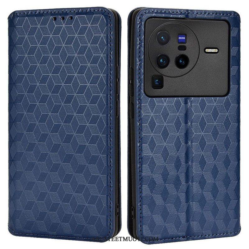 Puhelinkuoret Vivo X80 Pro Kotelot Flip 3d Kuutiot