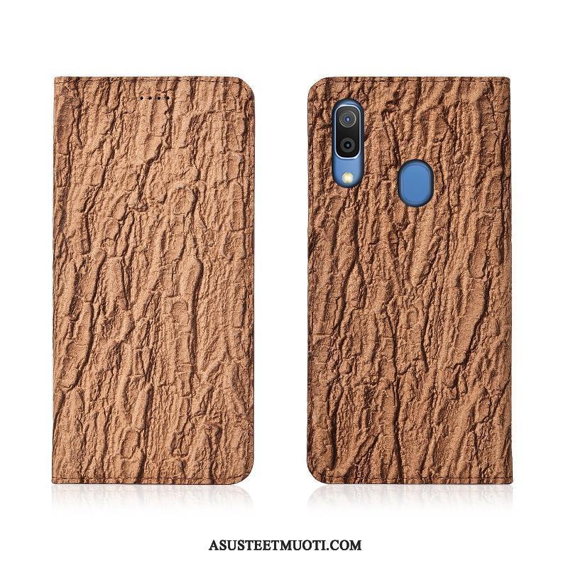 Samsung Galaxy A20e Kuoret Silikoni Nahkakotelo Trendi Aito Nahka Pesty Suede