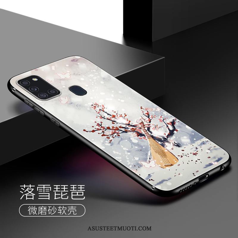 Samsung Galaxy A21s Kuoret Yksinkertainen Pesty Suede Puhelimen Tähti Tyylikäs