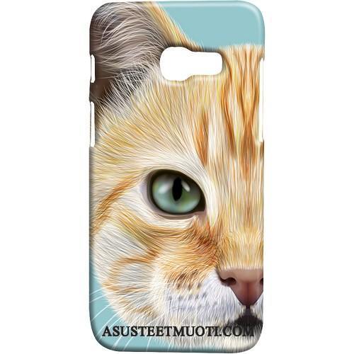 Samsung Galaxy A3 2017 Kuoret Keltainen Kissa Suojaus Pesty Suede Pieni