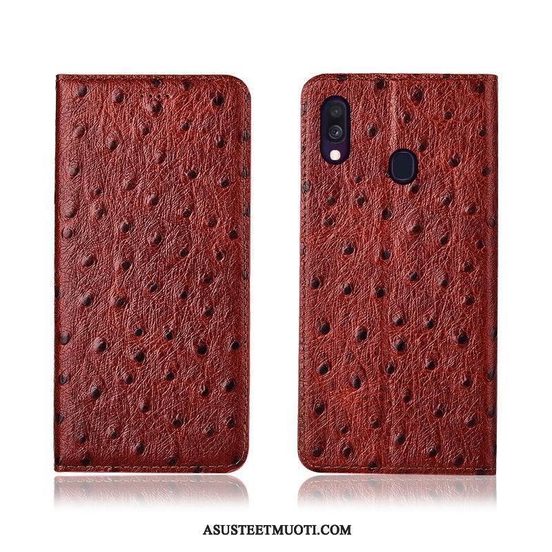 Samsung Galaxy A40 Kuoret All Inclusive Puhelimen Aito Nahka Murtumaton Punainen