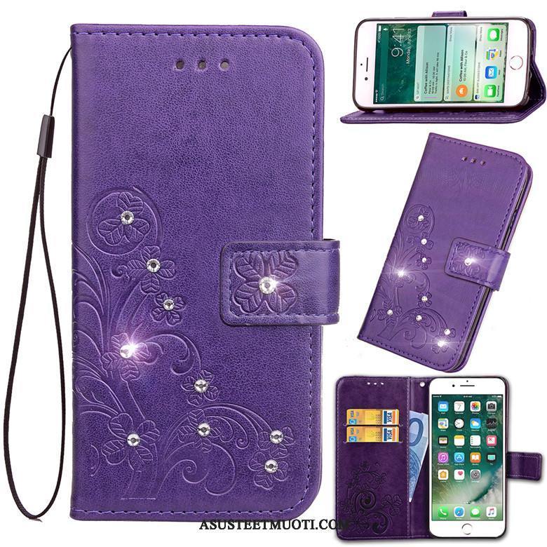 Samsung Galaxy A6 Kuori Kuoret Violetti Murtumaton Nahkakotelo Simpukka Silikoni