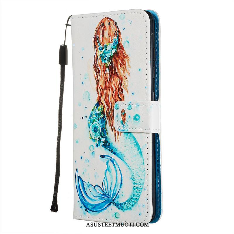 Samsung Galaxy A71 Kuoret Puhelimen Nahkakotelo Persoonallisuus Kortti Sininen
