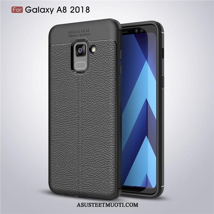 Samsung Galaxy A8 Kuoret Kukkakuvio Takakansi Tähti Harmaa Nahka