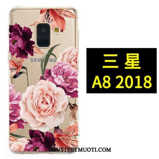 Samsung Galaxy A8 Kuori Kuoret Ripustettavat Koristeet Musta Maalaus Kukkia