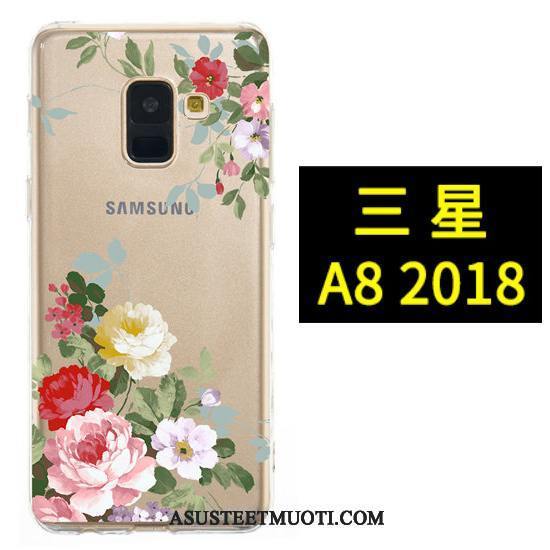 Samsung Galaxy A8 Kuori Kuoret Ripustettavat Koristeet Musta Maalaus Kukkia