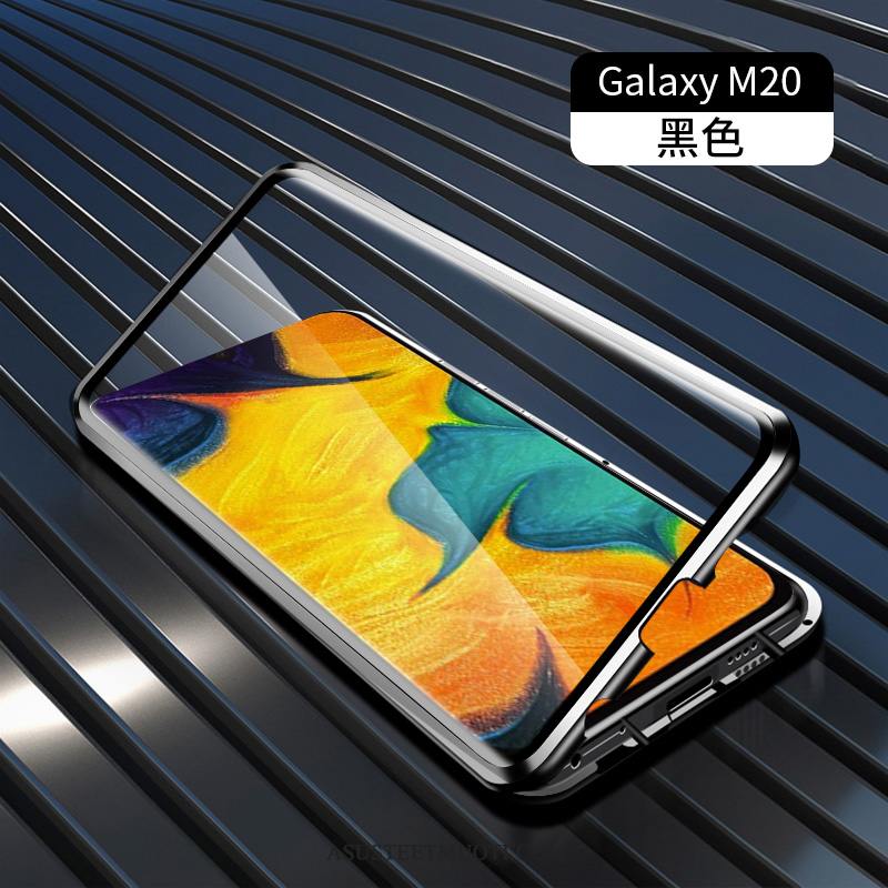 Samsung Galaxy M20 Kuoret Lasi Sininen Metalli Suojaus Kaksipuolinen