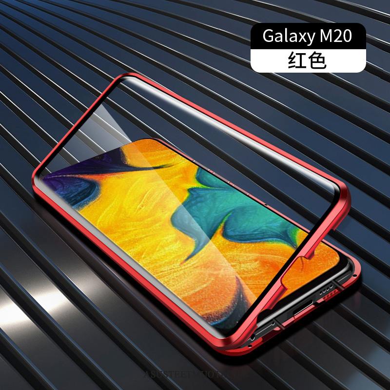 Samsung Galaxy M20 Kuoret Lasi Sininen Metalli Suojaus Kaksipuolinen