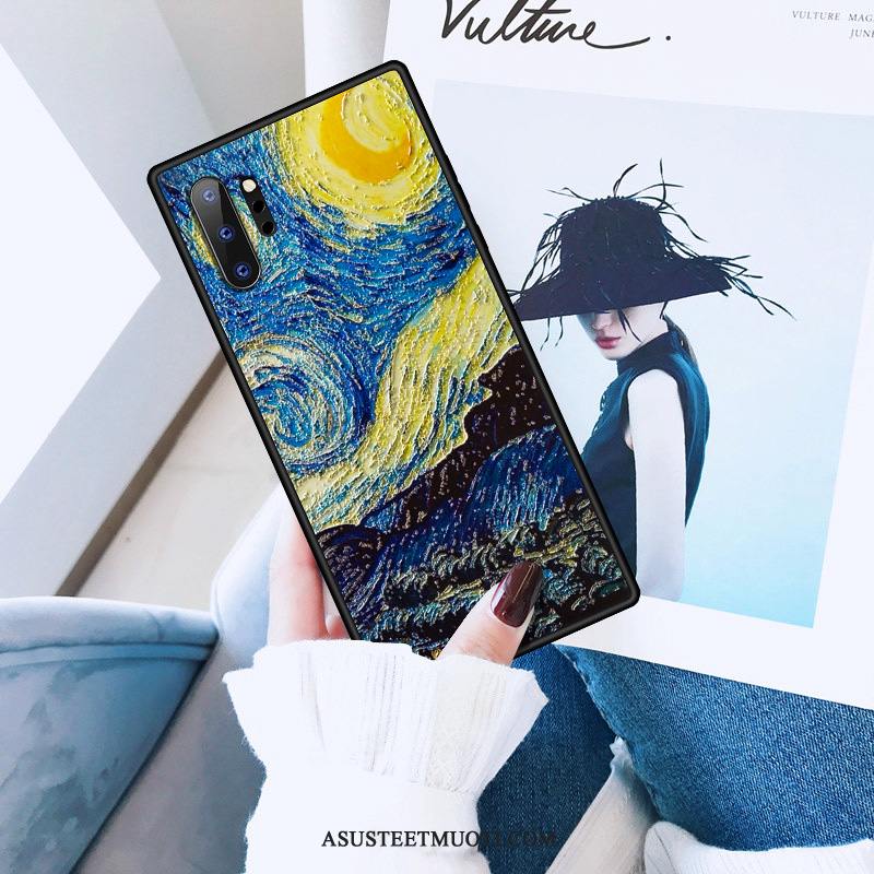 Samsung Galaxy Note 10+ Kuoret Kohokuviointi Korkea Silikoni Pesty Suede All Inclusive