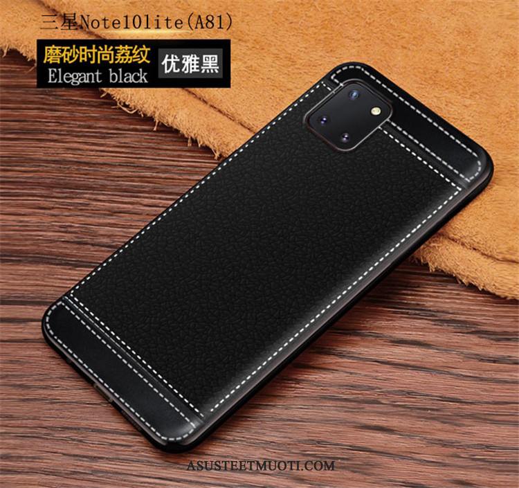 Samsung Galaxy Note 10 Lite Kuoret Kukkakuvio Puhelimen Kiinteä Väri Musta Yksinkertainen