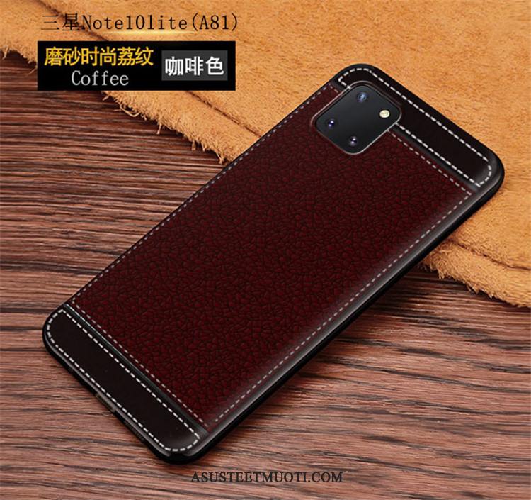 Samsung Galaxy Note 10 Lite Kuoret Kukkakuvio Puhelimen Kiinteä Väri Musta Yksinkertainen