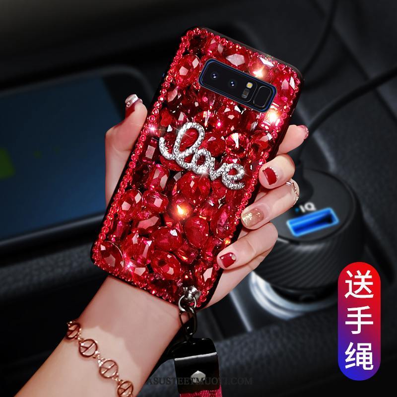 Samsung Galaxy Note 8 Kuoret Murtumaton Punainen Rhinestone Inlay Puhelimen Kotelo