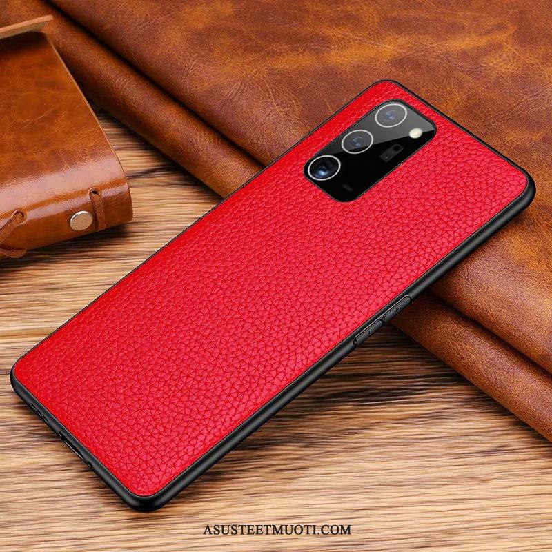 Samsung Galaxy Note20 Kuoret Punainen Nahkakotelo Tähti All Inclusive Puhelimen