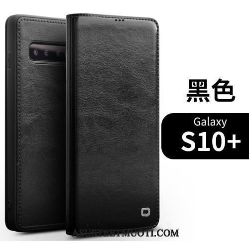 Samsung Galaxy S10+ Kuoret Musta Kortti Aito Nahka Liiketoiminta Puhelimen