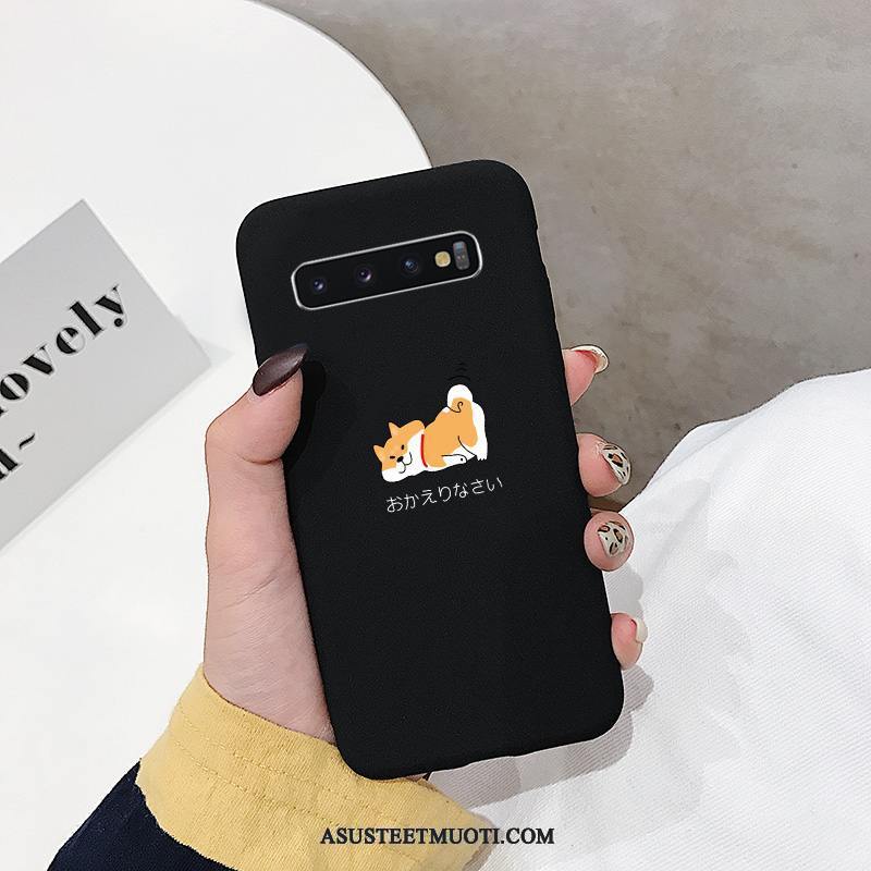 Samsung Galaxy S10+ Kuoret Pesty Suede Kuori Puhelimen Musta Silikoni