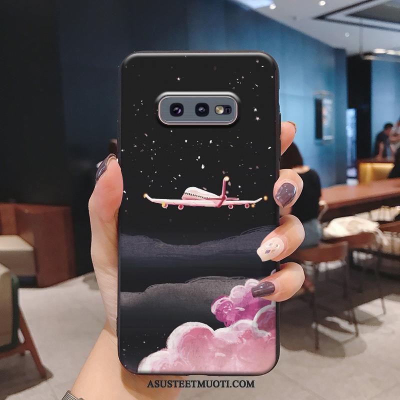 Samsung Galaxy S10e Kuoret Pesty Suede Silikoni Musta Hauska Puhelimen