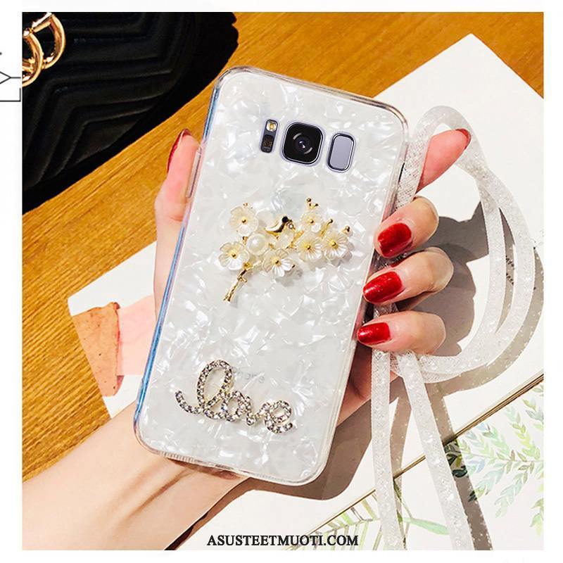 Samsung Galaxy S8+ Kuoret Rhinestone Inlay Trendi Luova Kukkakuvio Kotelo