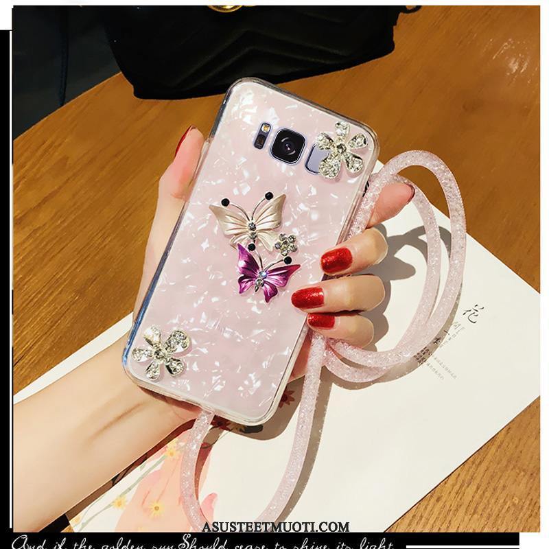 Samsung Galaxy S8+ Kuoret Rhinestone Inlay Trendi Luova Kukkakuvio Kotelo